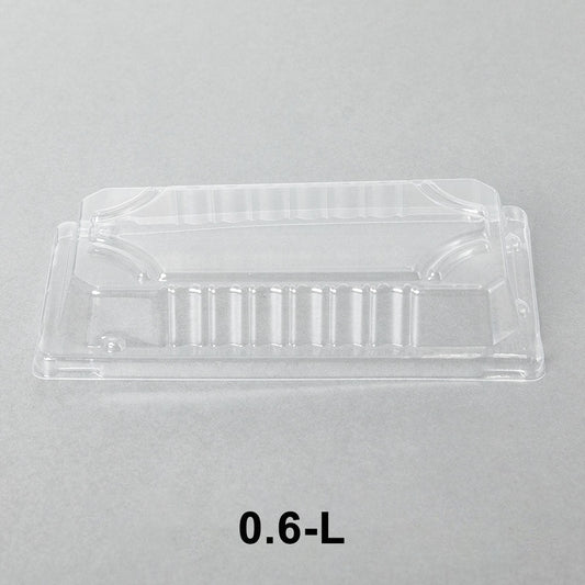 0.6-L Rectangular Clear Plastic Sushi Tray Container Lid 6 3/8 X 3 1/2 X 1 1/8 - 1500/Case