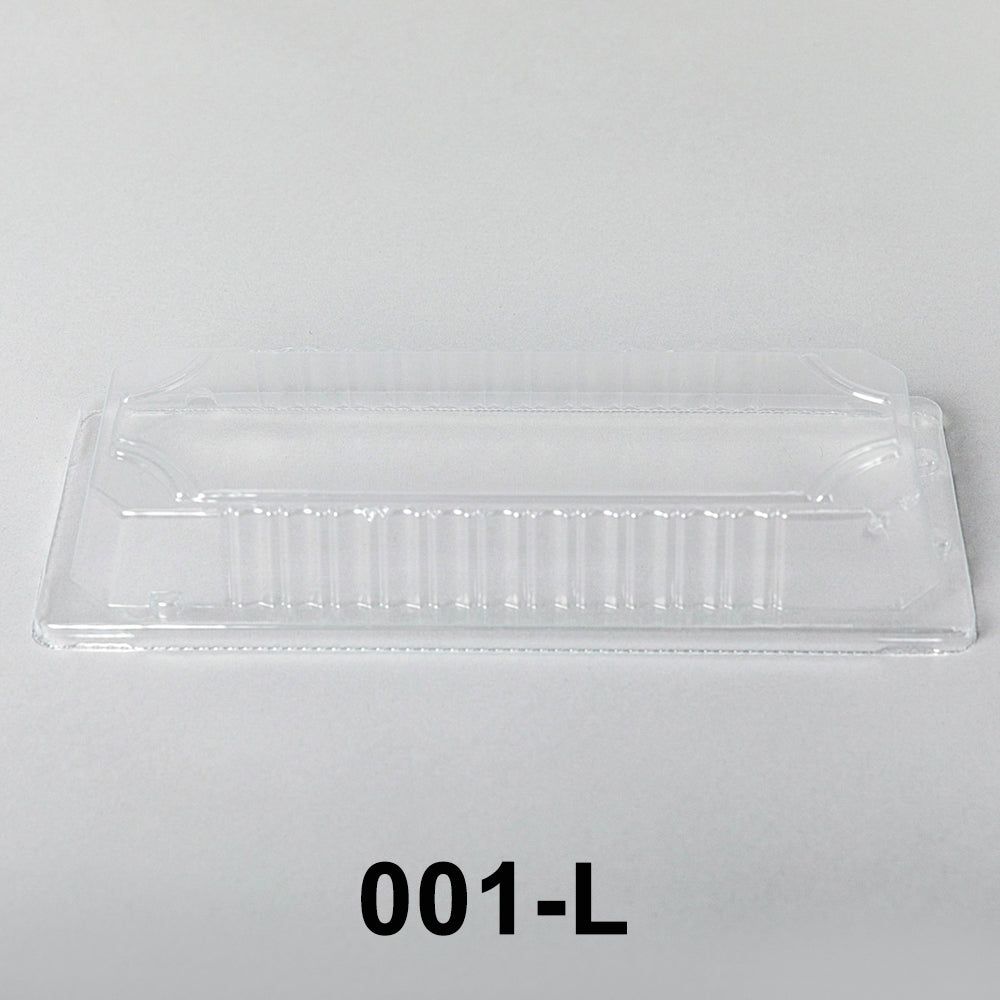 001-L Rectangular Clear Plastic Sushi Tray Container Lid 8 3/4 X 3 4/5 X 1 3/8 - 1400/Case