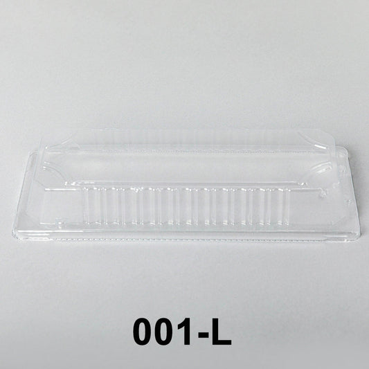 001-L Rectangular Clear Plastic Sushi Tray Container Lid 8 3/4 X 3 4/5 X 1 3/8 - 1400/Case