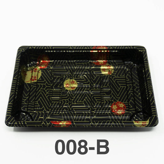 008-B Rectangular Black Plastic Sushi Tray Container Base (Not Combo) 6 1/2 X 3/4 - 1500/Case