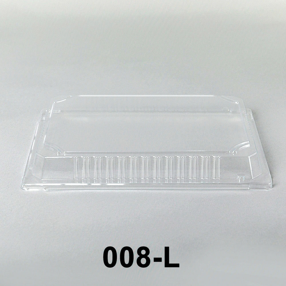 008-L Rectangular Clear Plastic Sushi Tray Container Lid 6 1/2 X 4 1/2 X 1 1/8 - 1500/Case