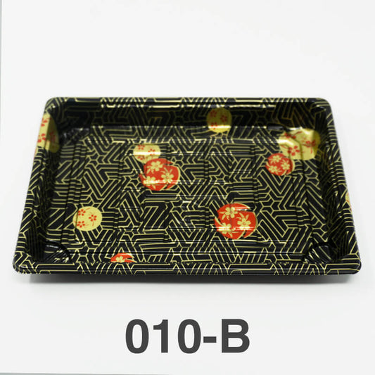 010-B Rectangular Black Plastic Sushi Tray Container Base (Not Combo) 7 3/8 X 5 1/8 X 7/8 - 1200/Case