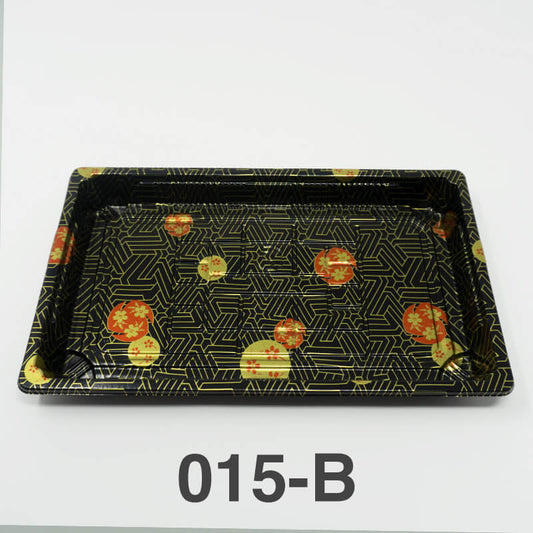 015-B Rectangular Black Plastic Sushi Tray Container Base (Not Combo) 8 1/2 X 5 1/4 X 5/8 - 1000/Case