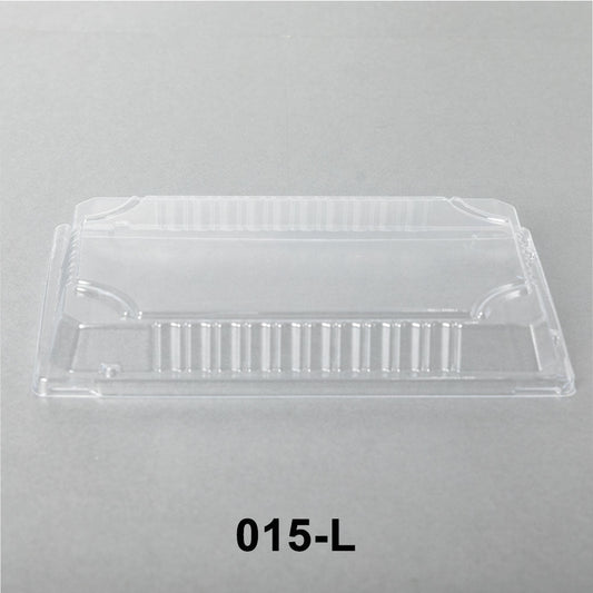 015-L Rectangular Clear Plastic Sushi Tray Container Lid 8 1/2 X 5 3/8 X 1 1/8 - 1000/Case