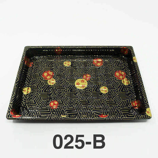025-B Rectangular Black Plastic Sushi Tray Container Base (Not Combo) 10 1/4 X 7 3/8 X 7/8 - 504/Case
