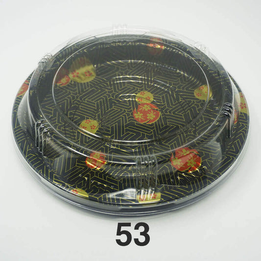 53 Round Flower Pattern Plastic Party Tray Set 9 1/2 X 7/8 - 150/Case