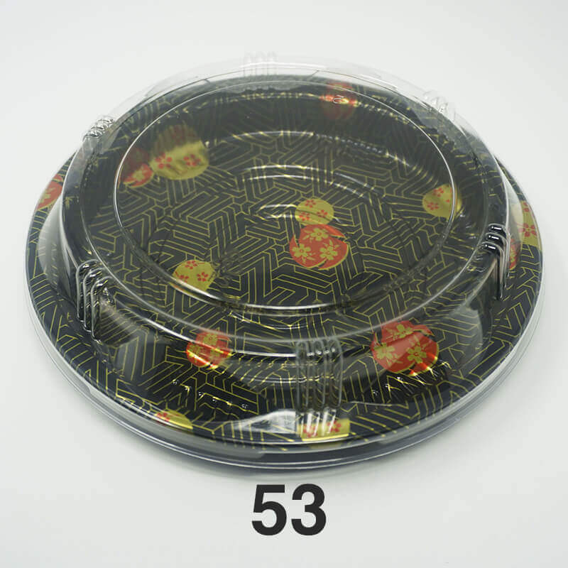 53 Round Flower Pattern Plastic Party Tray Set 9 1/2 X 7/8 - 100/Case