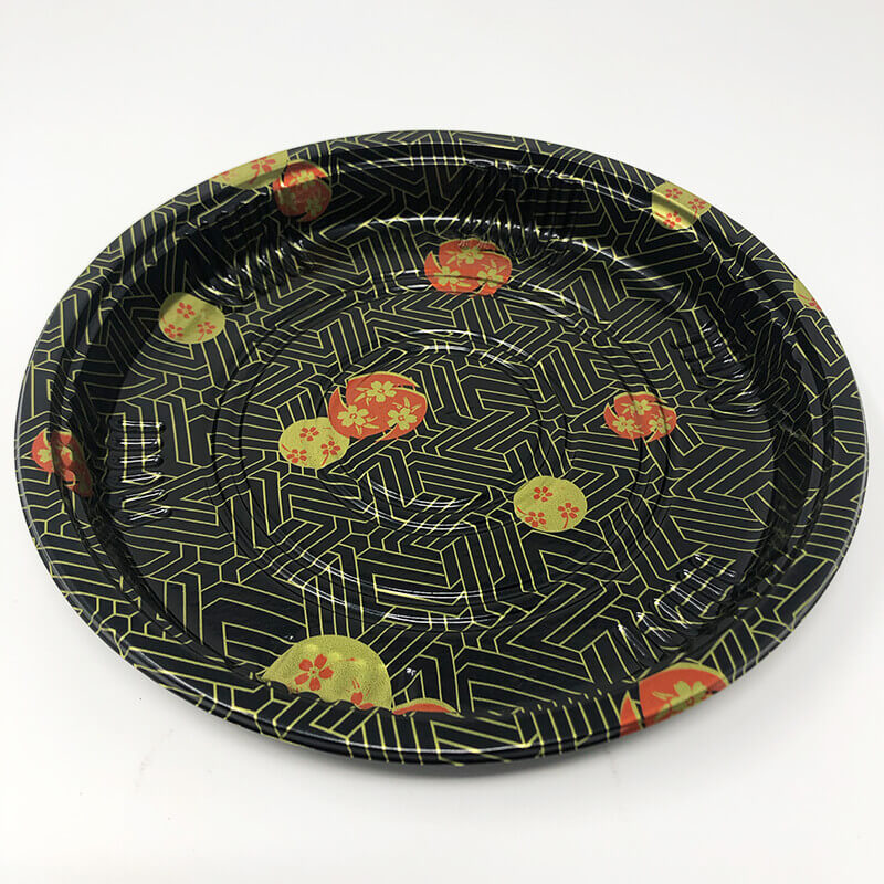 53 Round Flower Pattern Plastic Party Tray Set 9 1/2 X 7/8 - 100/Case