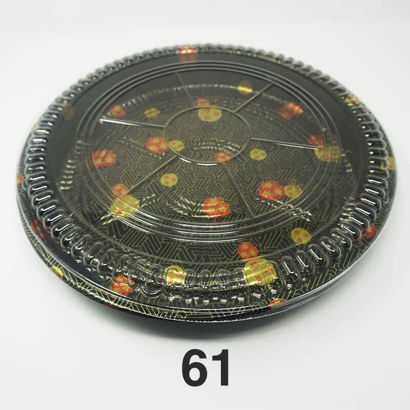 61 Round Flower Pattern Plastic Party Tray Set 11 1/4 X 1 3/4 - 120/Case