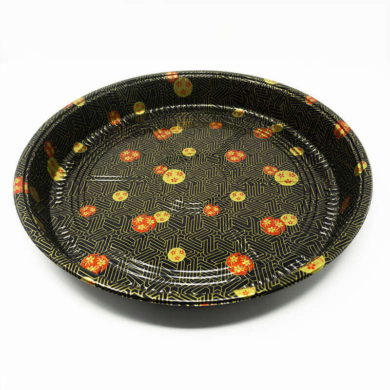 63 Round Flower Pattern Plastic Party Tray Set 12 3/4 X 1 7/8 - 120/Case
