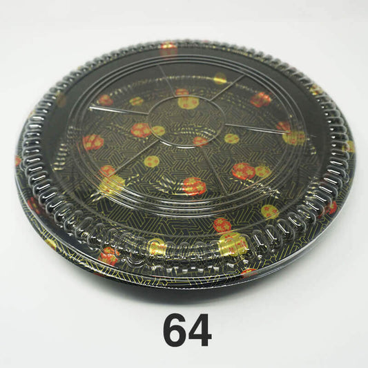 64 Round Flower Pattern Plastic Party Tray Set 14 3/4 X 1 7/8 - 120/Case