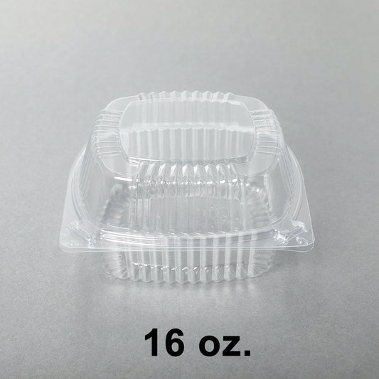 J048 Square Clear Plastic Container 16 oz. - 240/Case