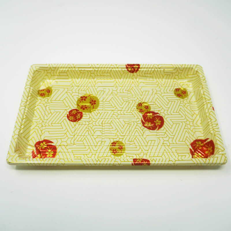 W015 Rectangular White Plastic Sushi Tray Container Set 8 1/2 X 5 1/4 X 5/8 - 300/Case
