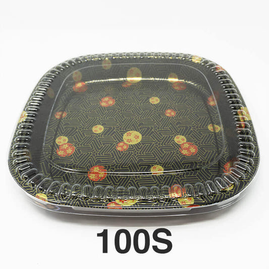 100S Square Flower Pattern Plastic Party Tray Set 10 1/8 X 10 1/8 X 1 5/8 - 120/Case