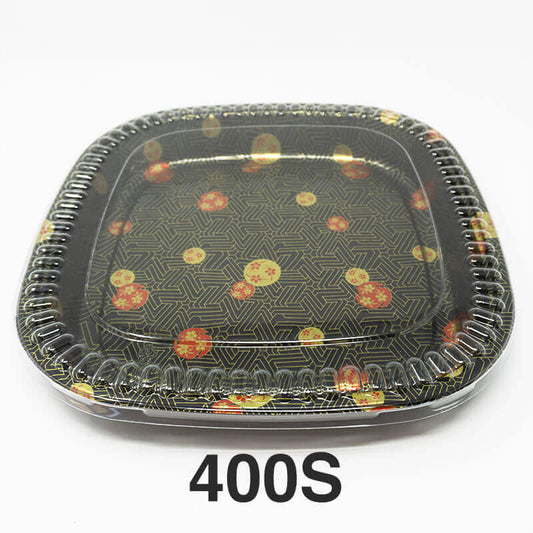 400S Square Flower Pattern Plastic Party Tray Set 14 1/8 X 14 1/8 X 1 5/8 - 60/Case