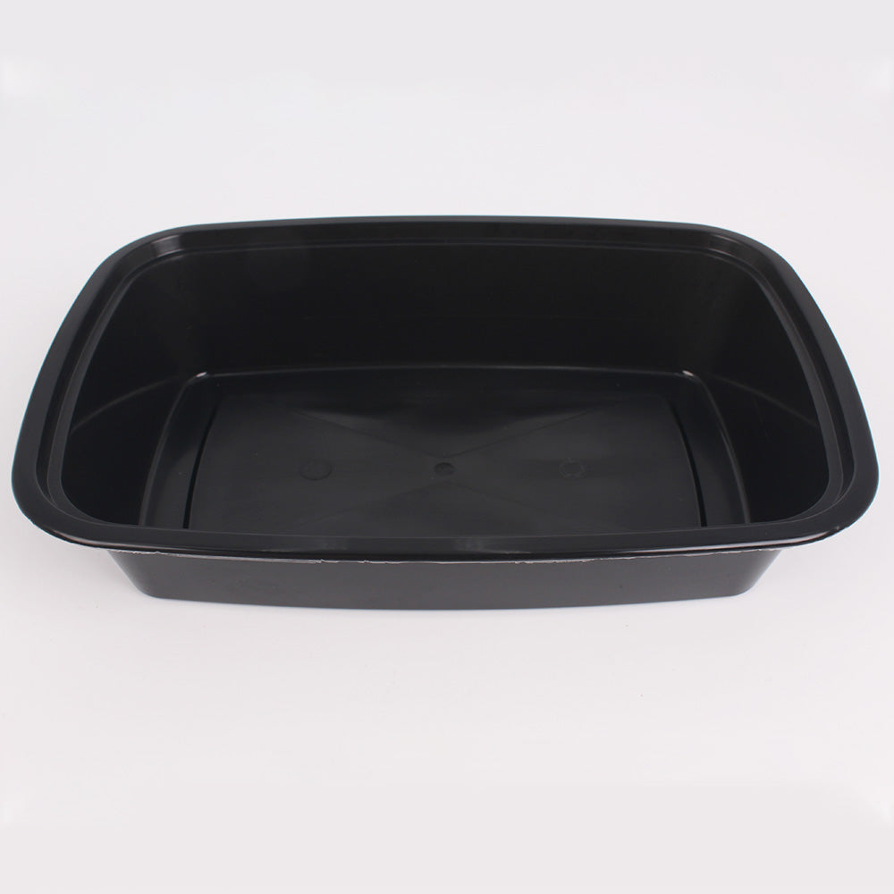 24 oz. Rectangular Premium Black Plastic Container Set - 150/Case