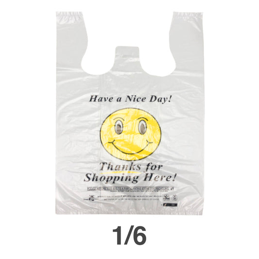 1/6 Smile Face White Plastic T-Shirt Bag - 1000/Case