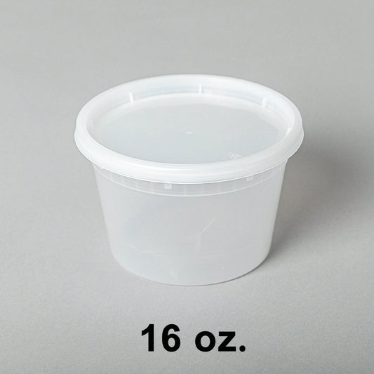 [Bulk 16 Cases] 16 oz. Round Clear Plastic Soup Container Set - 240/Case