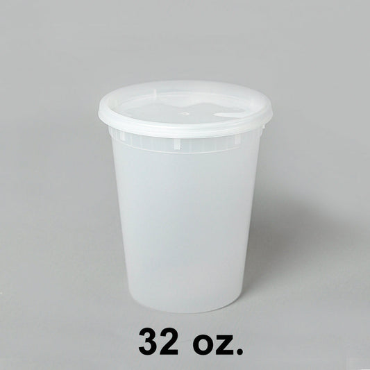 32 oz. Round Clear Plastic Soup Container Set - 240/Case