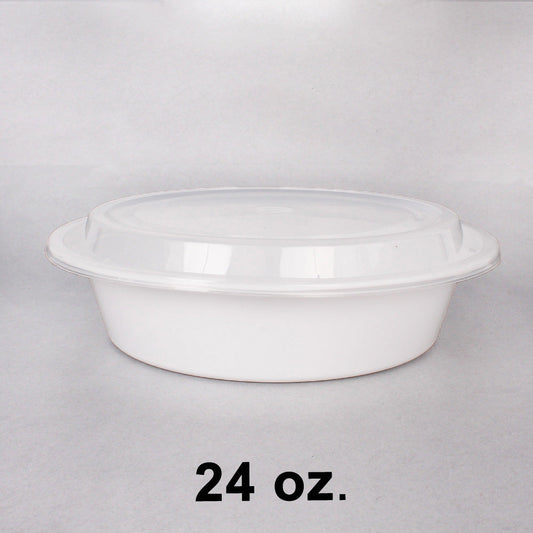 HT 24 oz. Round White Plastic Container Set - 150/Case