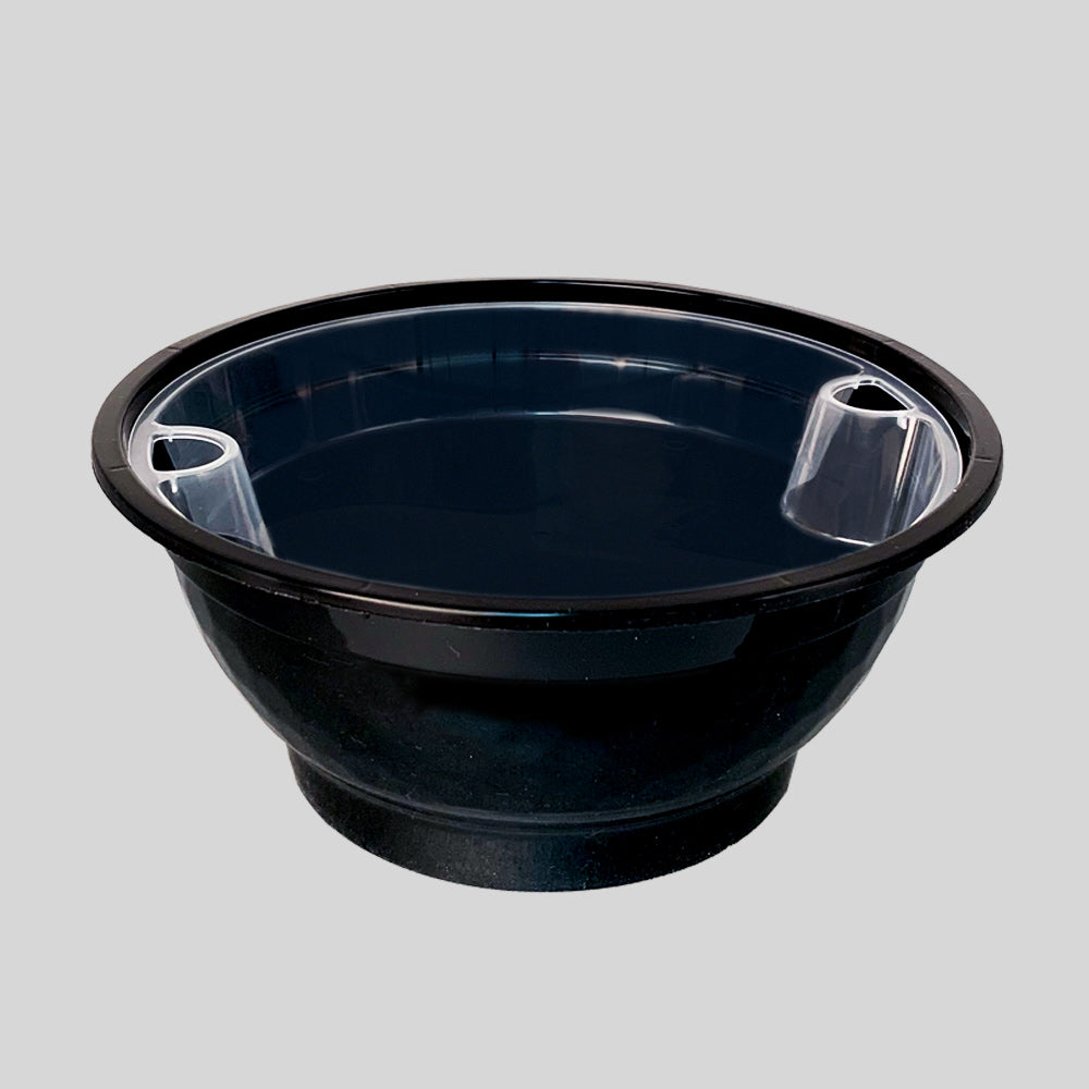 50 oz. Round Black Plastic Food Container Set w/ insert - 300 set/Case