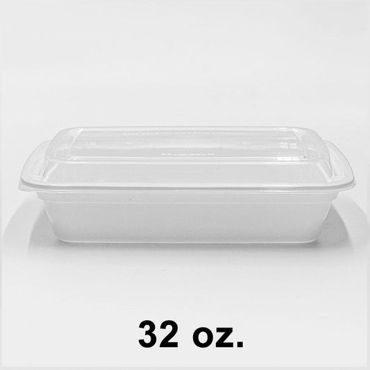 32 oz. Rectangular White Plastic Container Set (878) - 150/Case