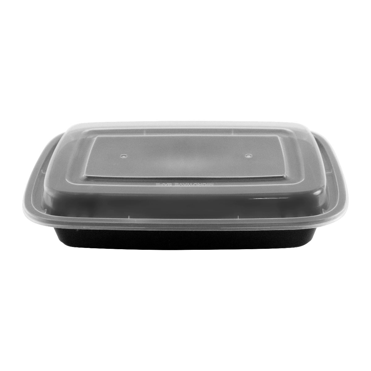 28 oz. Rectangular Black Plastic Container Set (868) - 150/Case