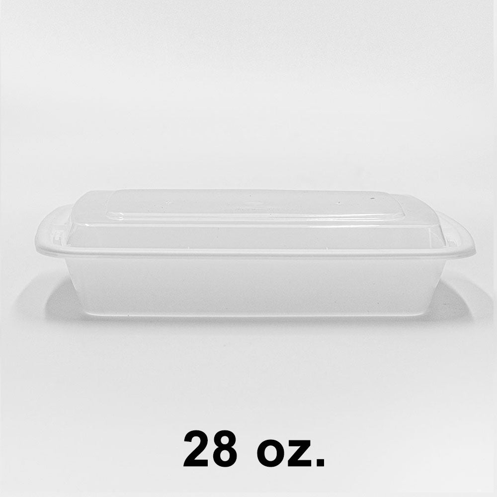 FH 28 oz. Rectangular White Plastic Container Set (868) - 150/Case
