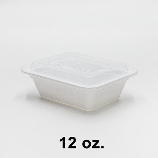 12 oz. Rectangular White Plastic Container Set (8168) - 150/Case