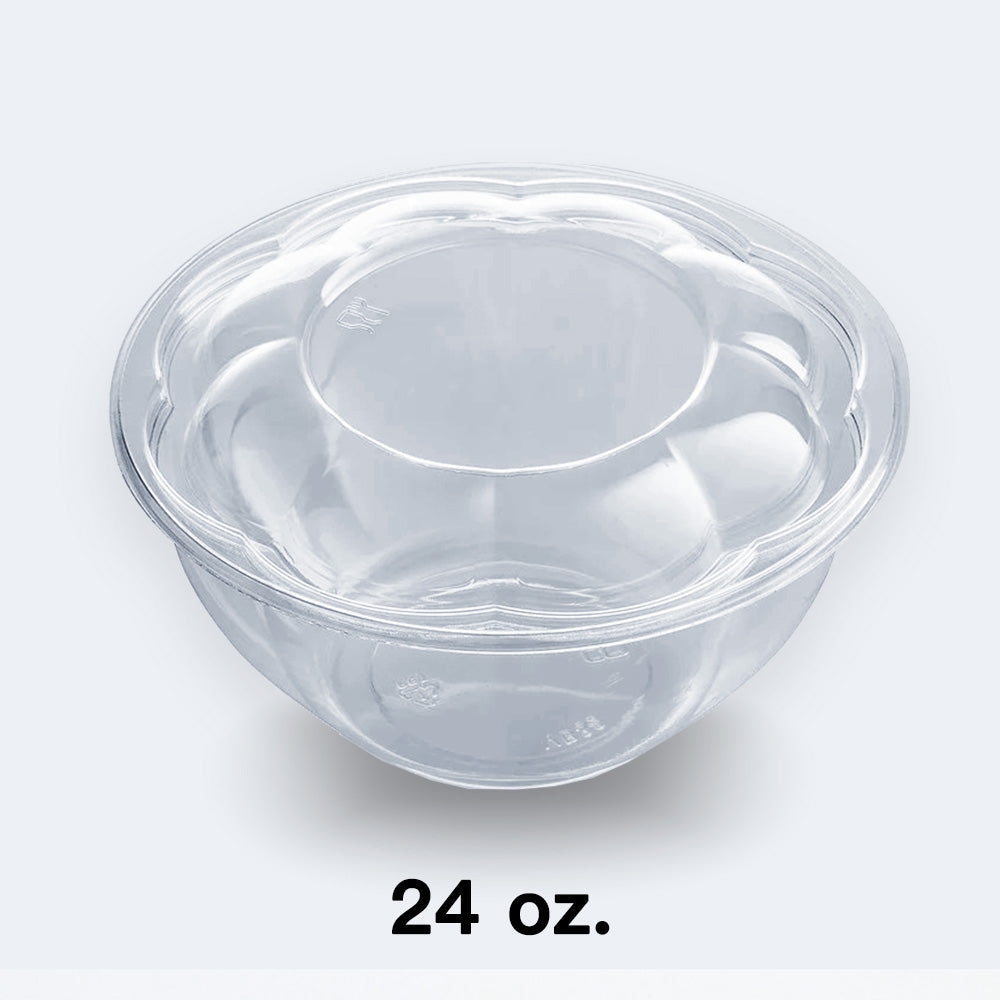 24 oz. Plastic Rose Bowl with Dome Lid - 150/Case
