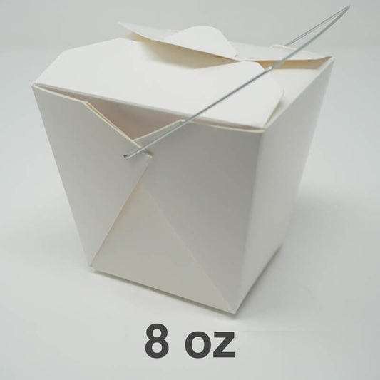 8oz. White Paper Take-Out Food Pail With Handle - 500/Case