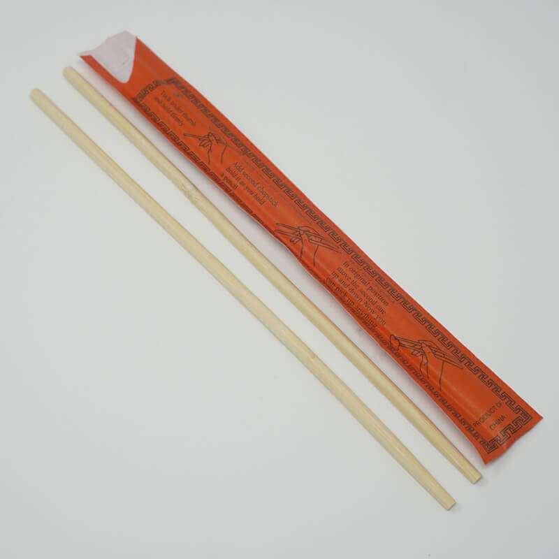 SD 9 Separated Bamboo Chopstick With Red Sleeve - 600/Case