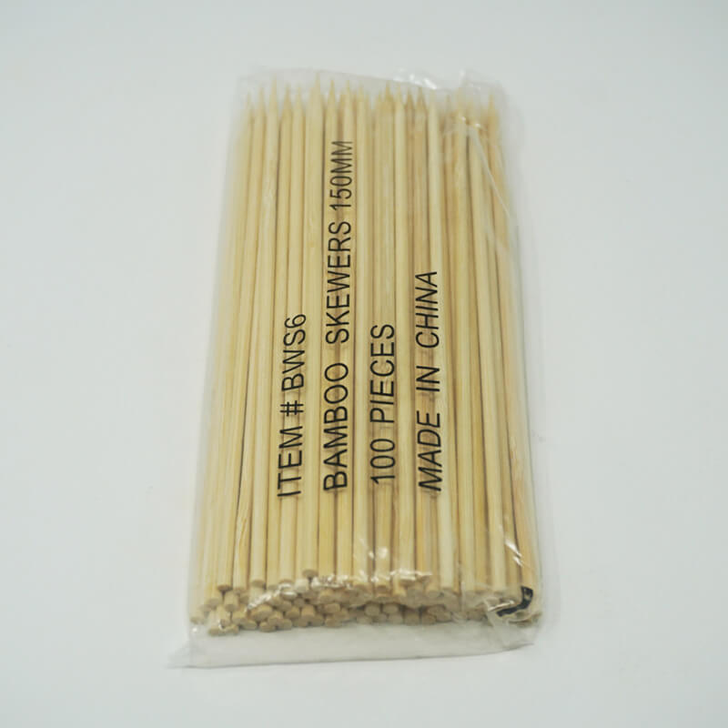 1/8 (3 mm) X 6 Thin Round Bamboo Skewer - 10000/Case