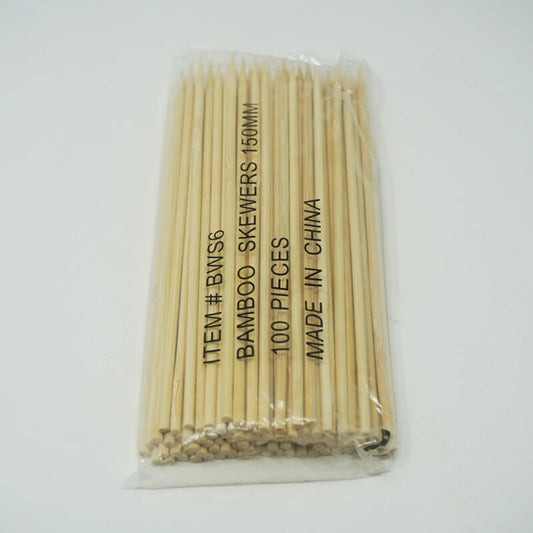 1/8 (3 mm) X 6 Thin Round Bamboo Skewer - 10000/Case