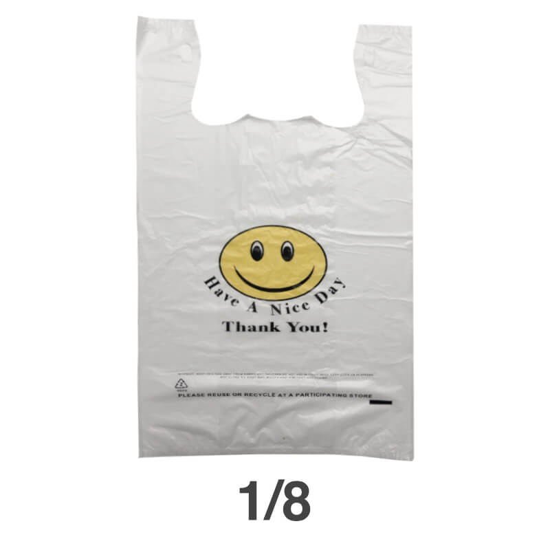 1/8 Smile Face White Plastic T-Shirt Bag - 1000/Case