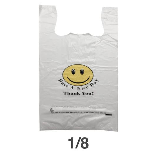 1/8 Smile Face White Plastic T-Shirt Bag - 1000/Case