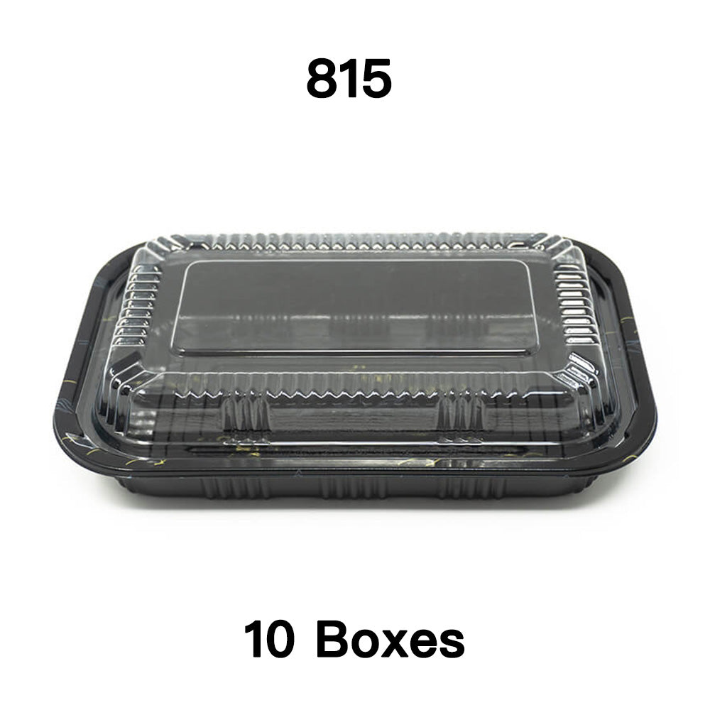 [Bulk 10 Cases] 815 Rectangular Black Plastic Lunch Box Set 8 X 5 1/8 X 1 3/8 - 450/Case
