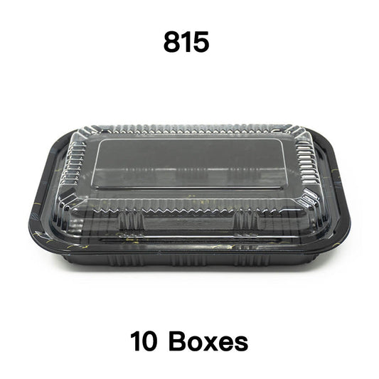 [Bulk 10 Cases] 815 Rectangular Black Plastic Lunch Box Set 8 X 5 1/8 X 1 3/8 - 450/Case