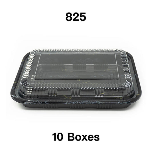 [Bulk 10 Cases] 825 Rectangular Black Plastic Lunch Box Set 9 1/8 X 6 3/8 X 1 3/8 - 300/Case