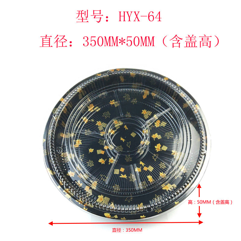 Manufacturer Custom Sushi Box with Lid Takeout Box Salmon Disposable Lunch Box Japanese Style Gold Leaf Print Transparent Box