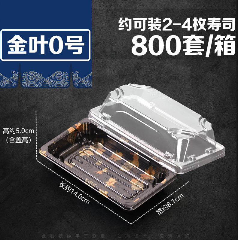 Manufacturer Custom Sushi Box with Lid Takeout Box Salmon Disposable Lunch Box Japanese Style Gold Leaf Print Transparent Box