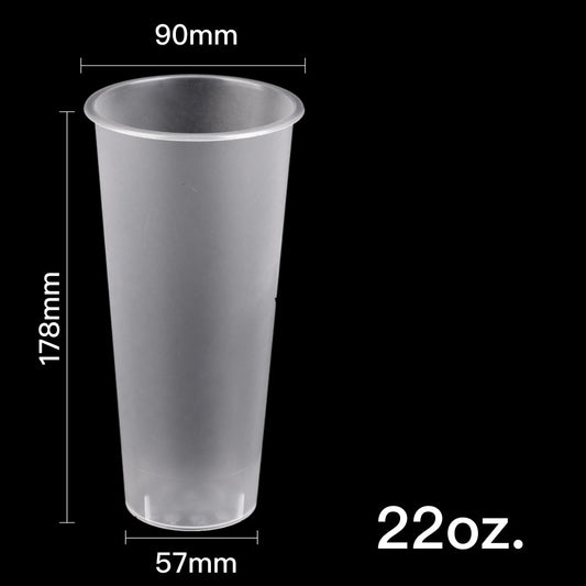 90 PP Clear Frosted Injection Cold (Hard) Cup 22oz - 500 Pieces/Case