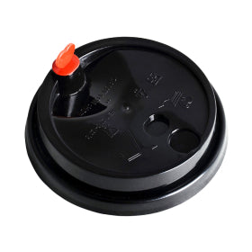 90 PP Black Injection Lid with Red Heart Stopper- 1000/case