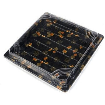 Manufacturer Custom Sushi Box with Lid Takeout Box Salmon Disposable Lunch Box Japanese Style Gold Leaf Print Transparent Box