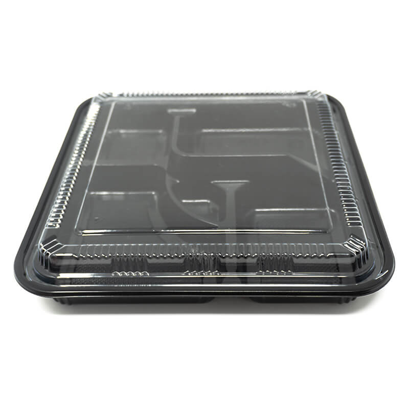 307 Square Black Plastic Bento Box Set 10 5/8 X 10 5/8 X 1 1/2 - 100/Case