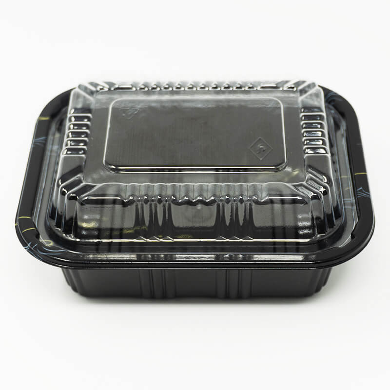 805 Rectangular Black Plastic Lunch Box Set 5 1/2 X 4 5/8 X 1 5/8 - 600/Case