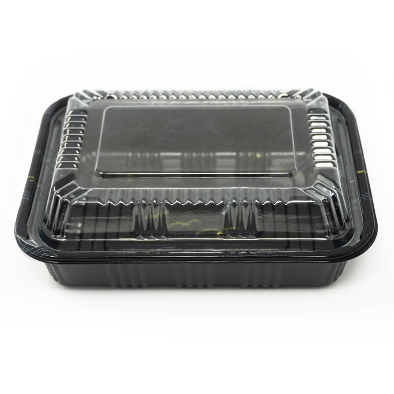 807 Rectangular Black Plastic Lunch Box Set 6 1/2 X 4 X 1 3/8 - 550/Case