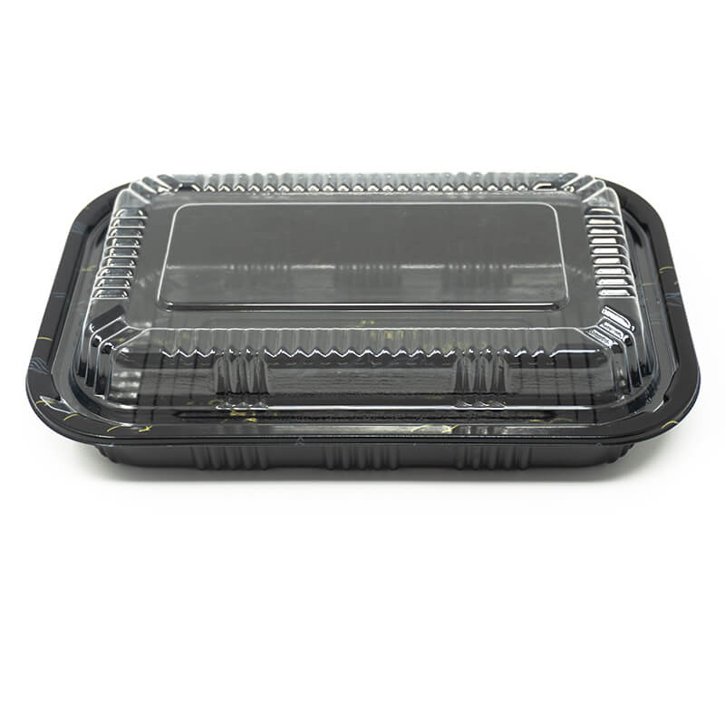 815 Rectangular Black Plastic Lunch Box Set 8 X 5 1/8 X 1 3/8 - 450/Case