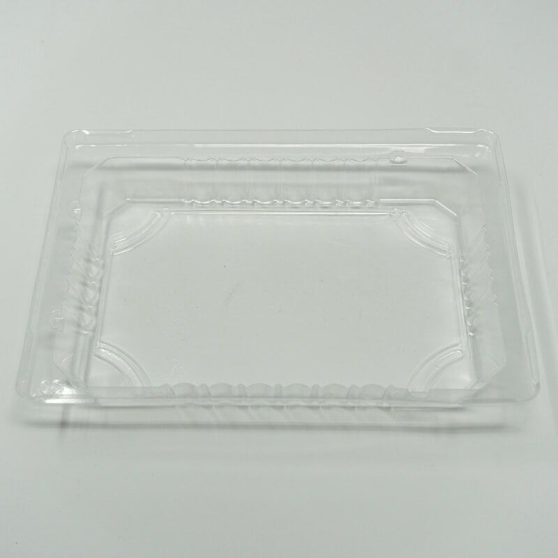 TZ Black 6 1/2 X 4 1/2 X 3/4 Plastic Rectangular Sushi Tray Container with Lid - 1500/Case